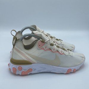 Nike React Element 55 Beige Pink Athletic Sneakers